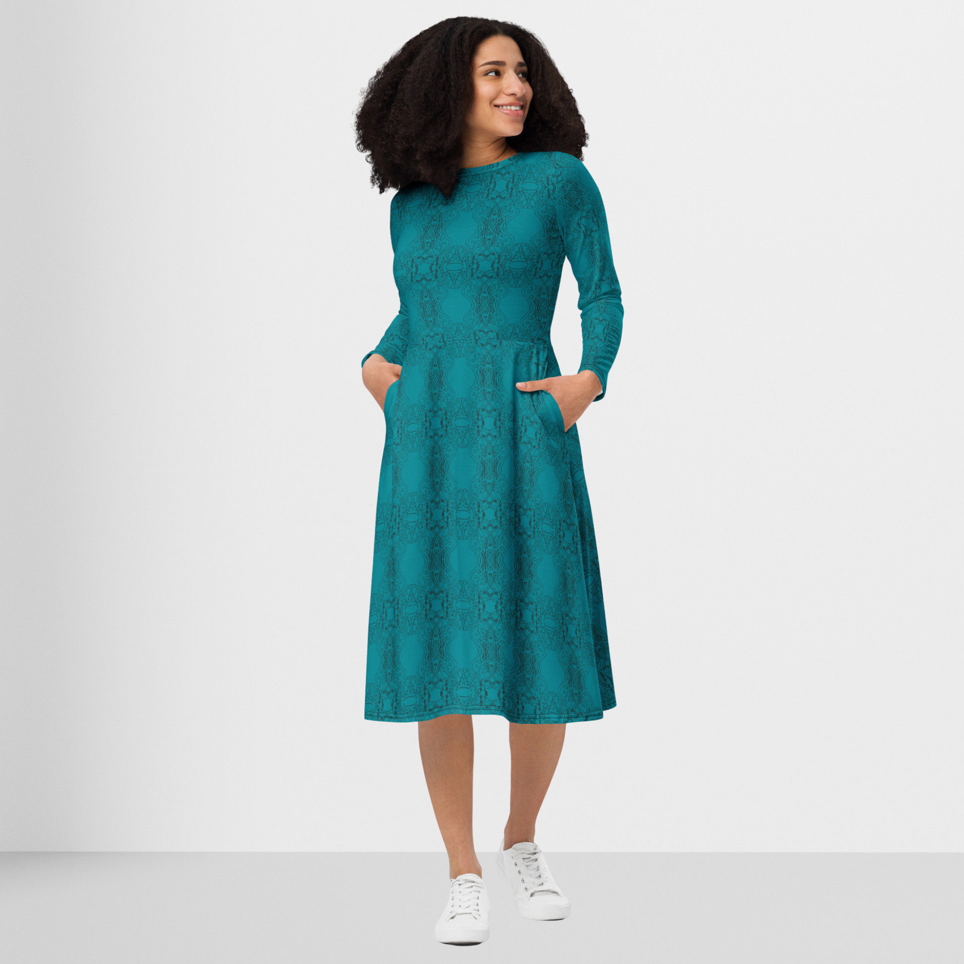 All-Over Print Midi Dress