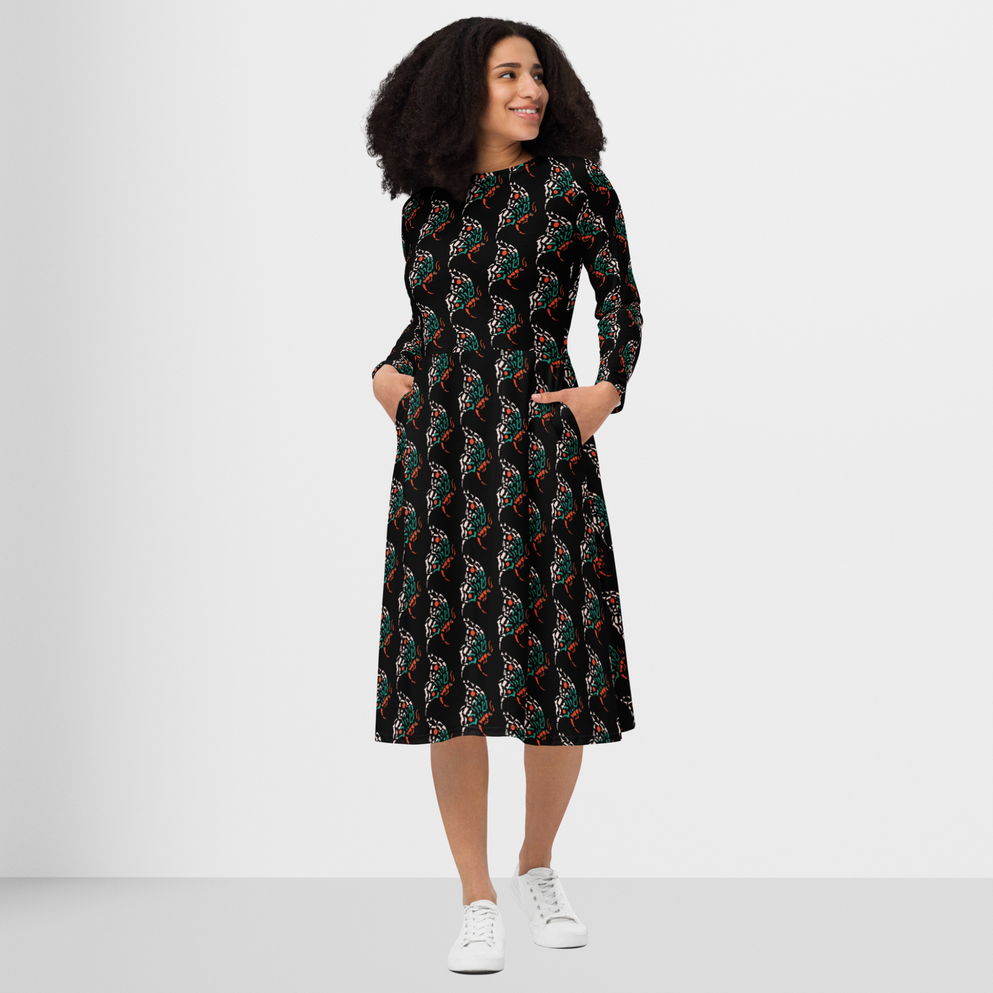 Colorful Butterfly Midi Dress