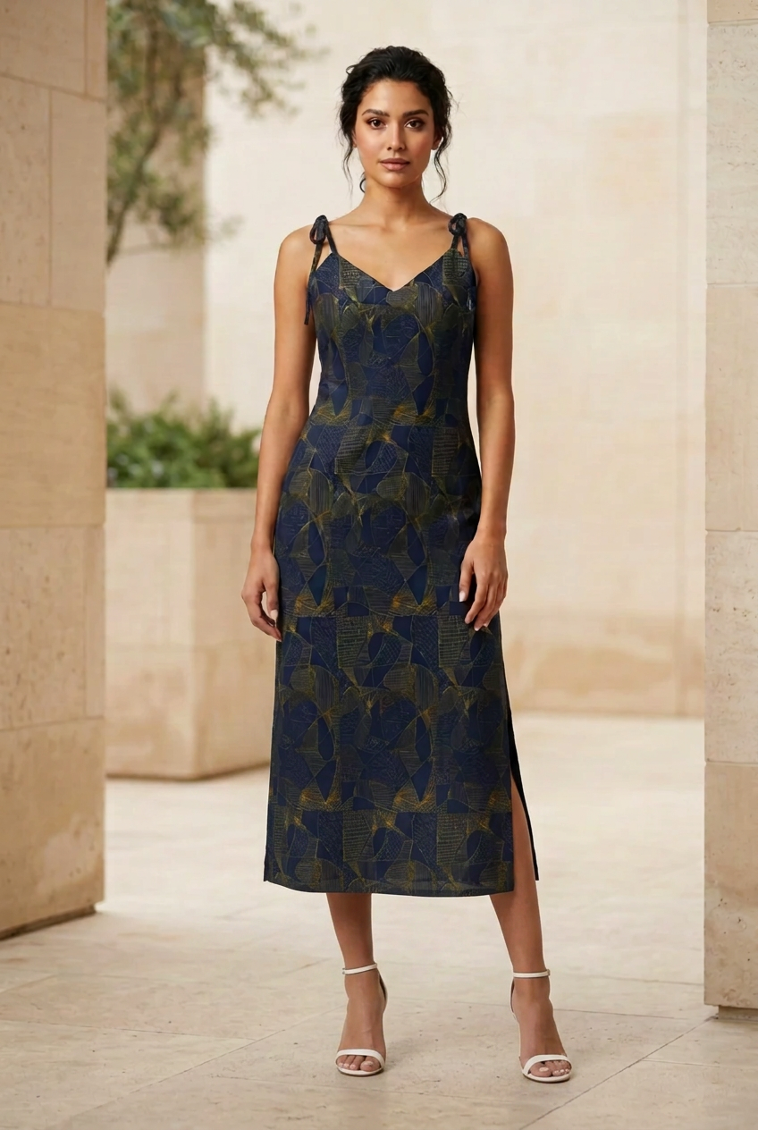 Tie-strap midi dress
