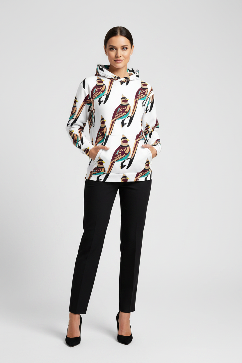 Bird Art Print Hoodie for Women