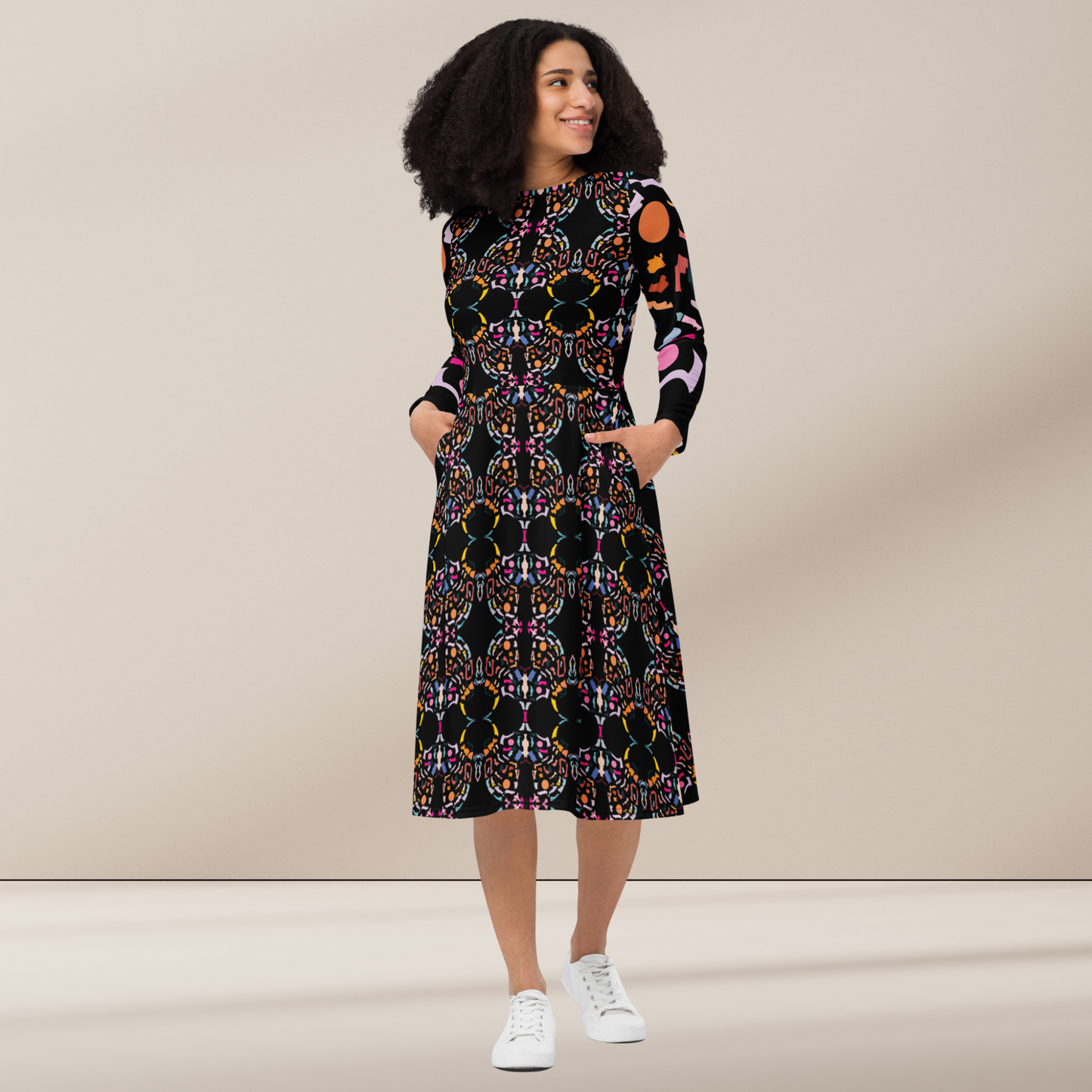 Womens Art-Inspired Print Dress - Exclusive & Eye-Catching | Bohemian Printed Dress | Womens Clothing | Apparelhue