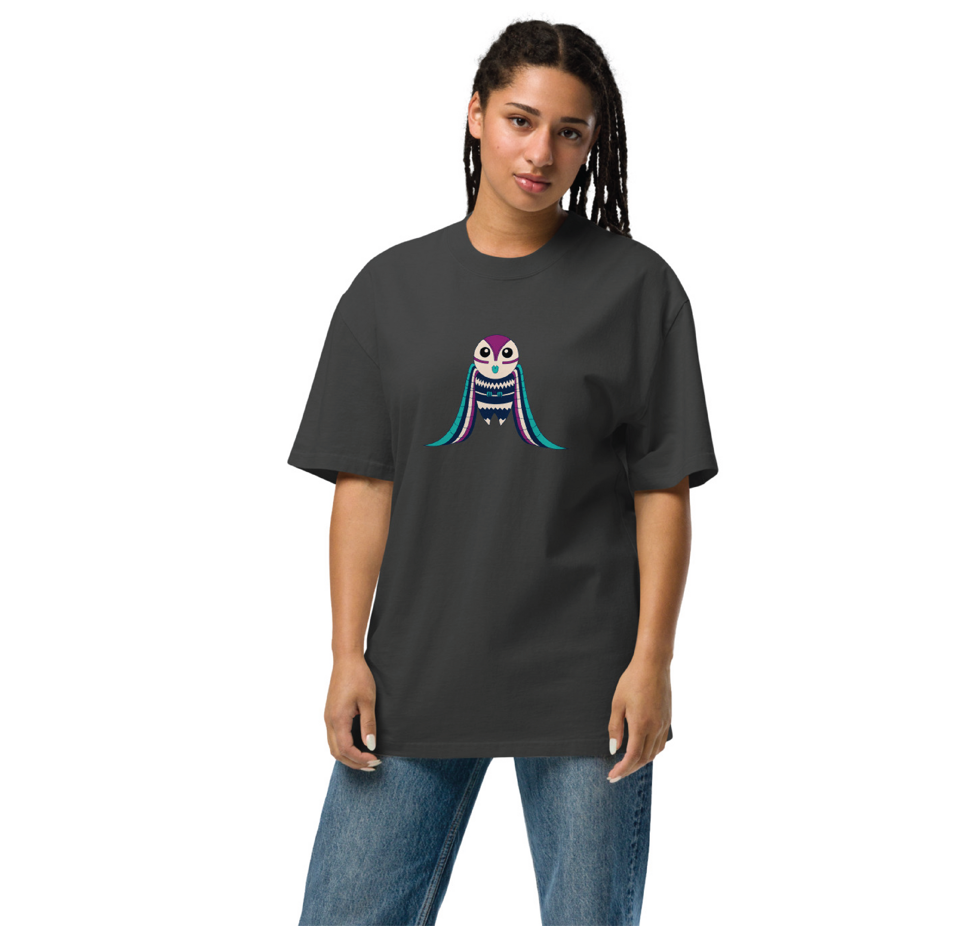 Oversized Faded T-Shirt Graphic Owl Print Shirt, Oversized Graphic T-Shirt, Trendy Oversized Tee - Apparelhue