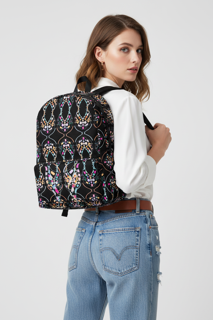 Bold Geometric Abstract Print Rucksack