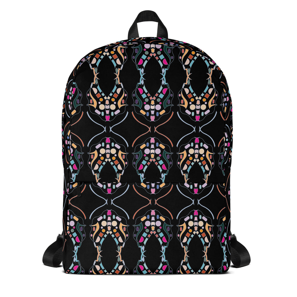  premium all-over print black backpack.