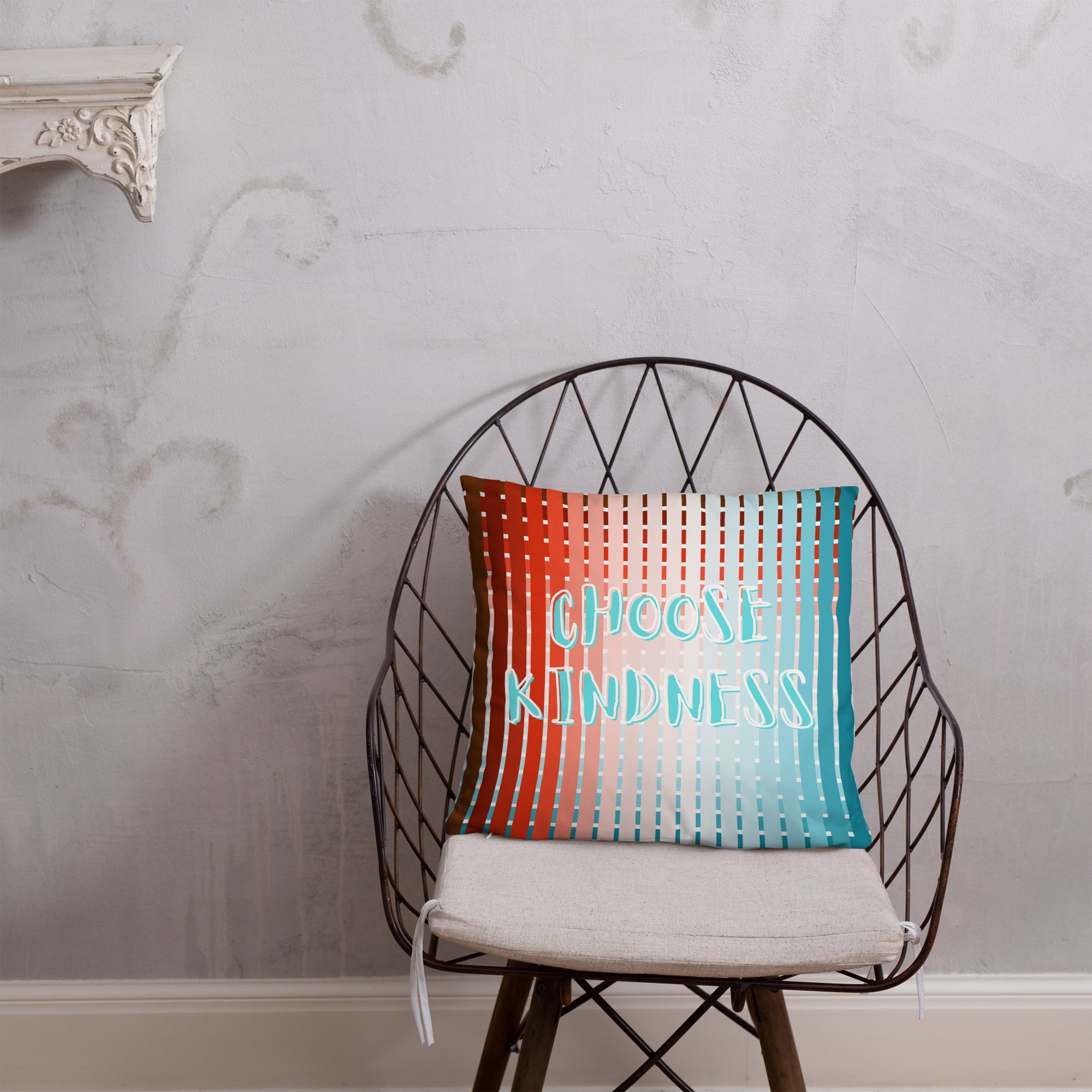 Repeating typography Choose Kindness cushion