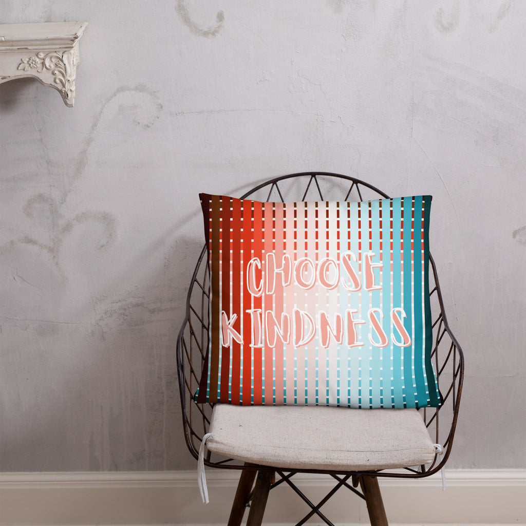 Choose Kindness pillow on white bed