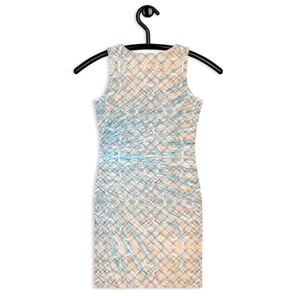 Stunning Bodycon Art Dress, Womens Bodycon Dress, Sleeveless Graphic Art Print Dress, Geometric Shapes