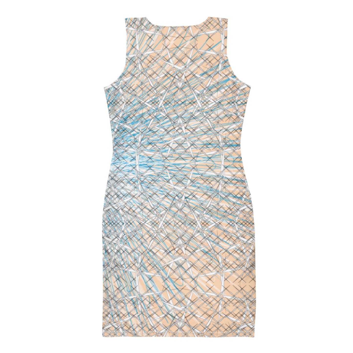 Stunning Bodycon Art Dress, Womens Bodycon Dress, Sleeveless Graphic Art Print Dress, Geometric Shapes