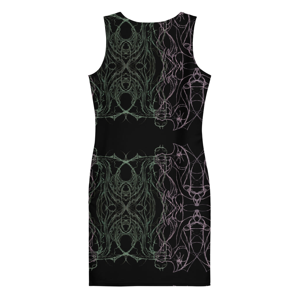 Bold print bodycon dress detail