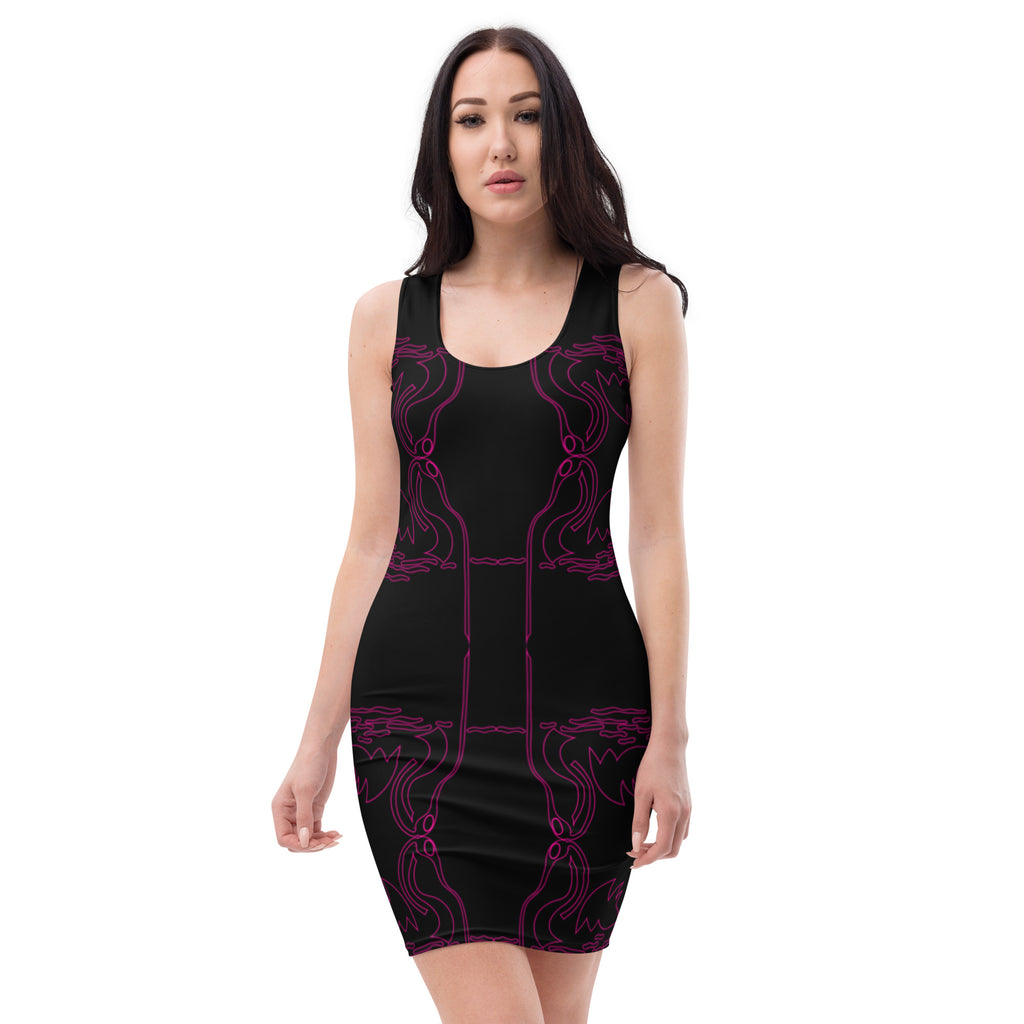 Black Printed Mini Artistic Dress