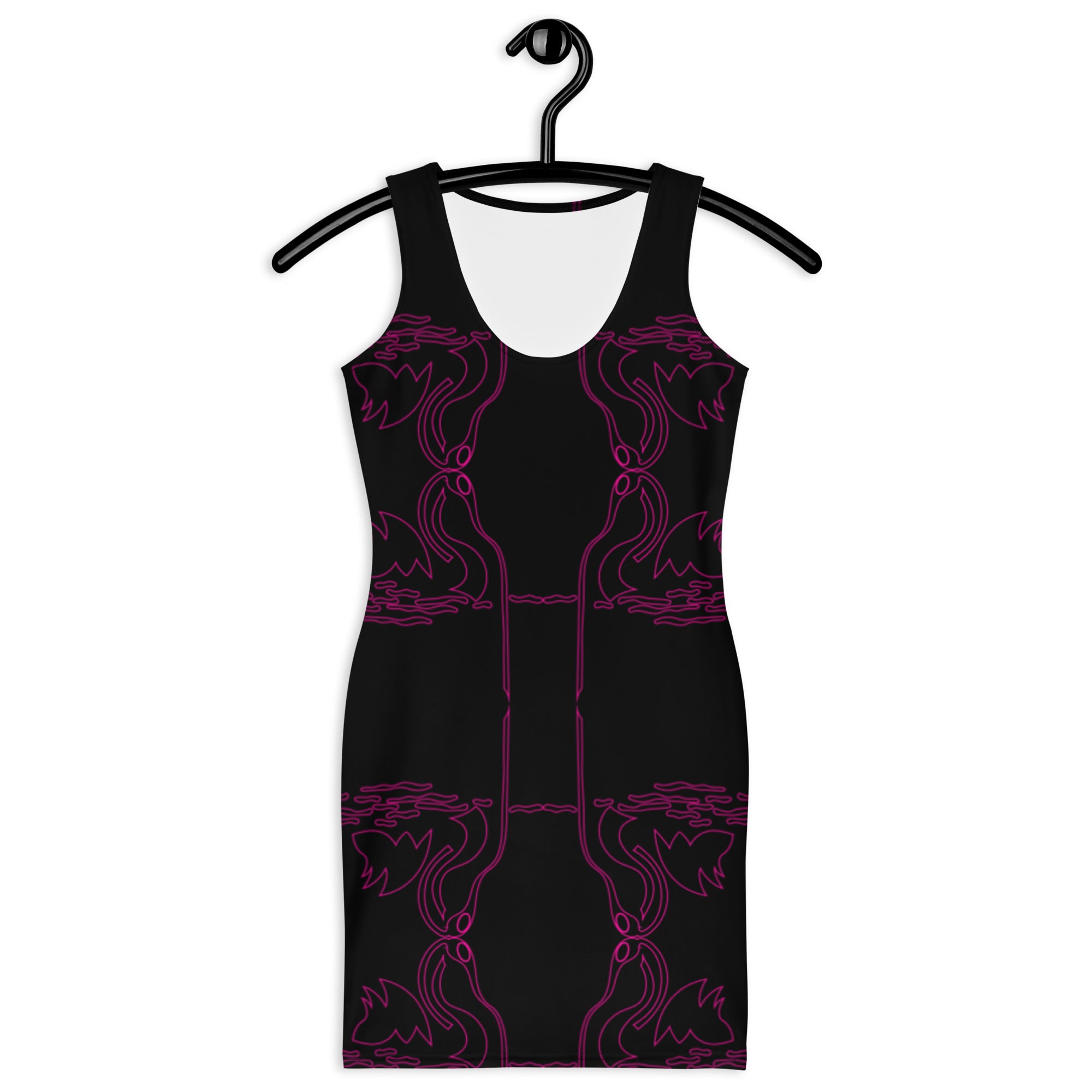 Black Printed Mini Artistic Dress