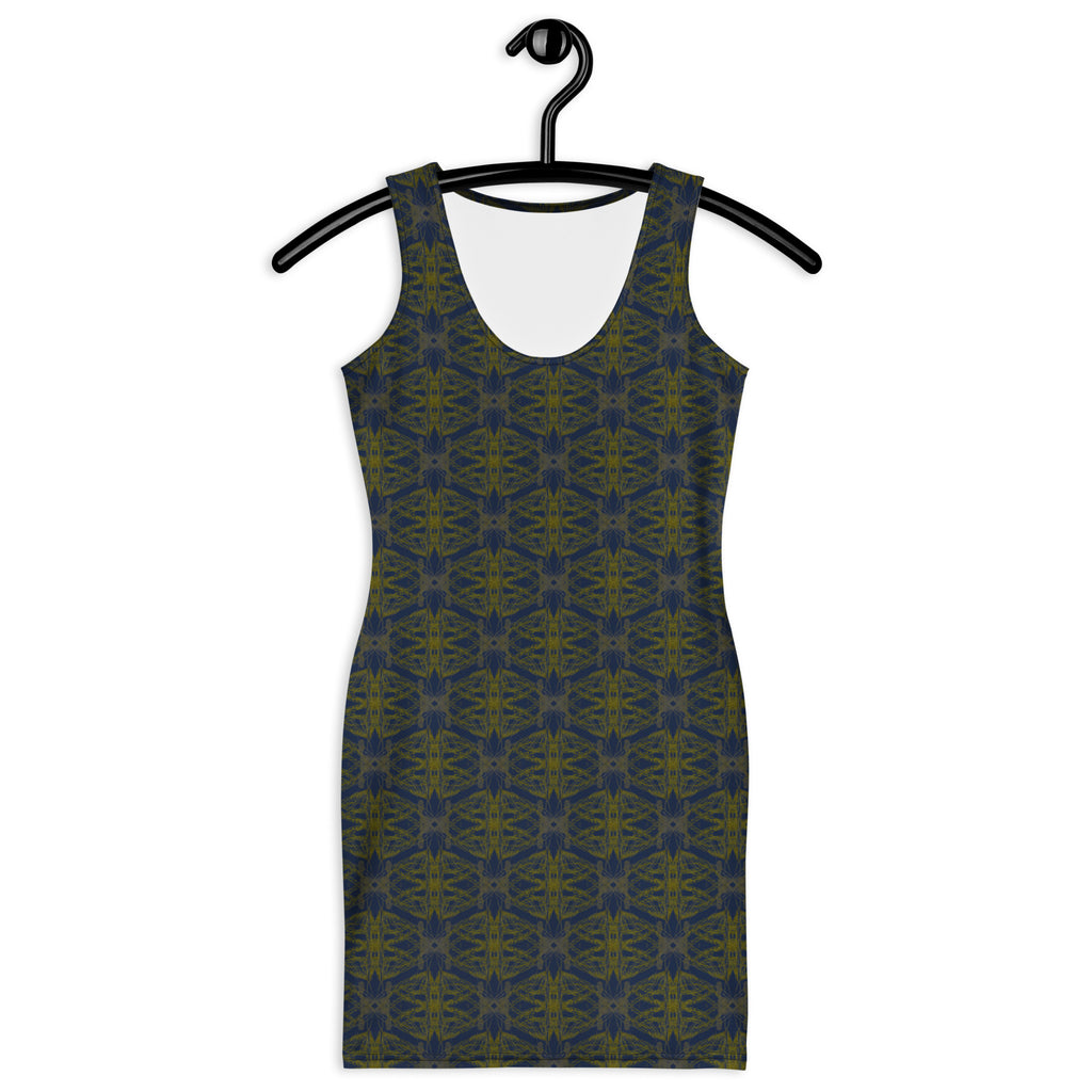 All over print dress fabric detail