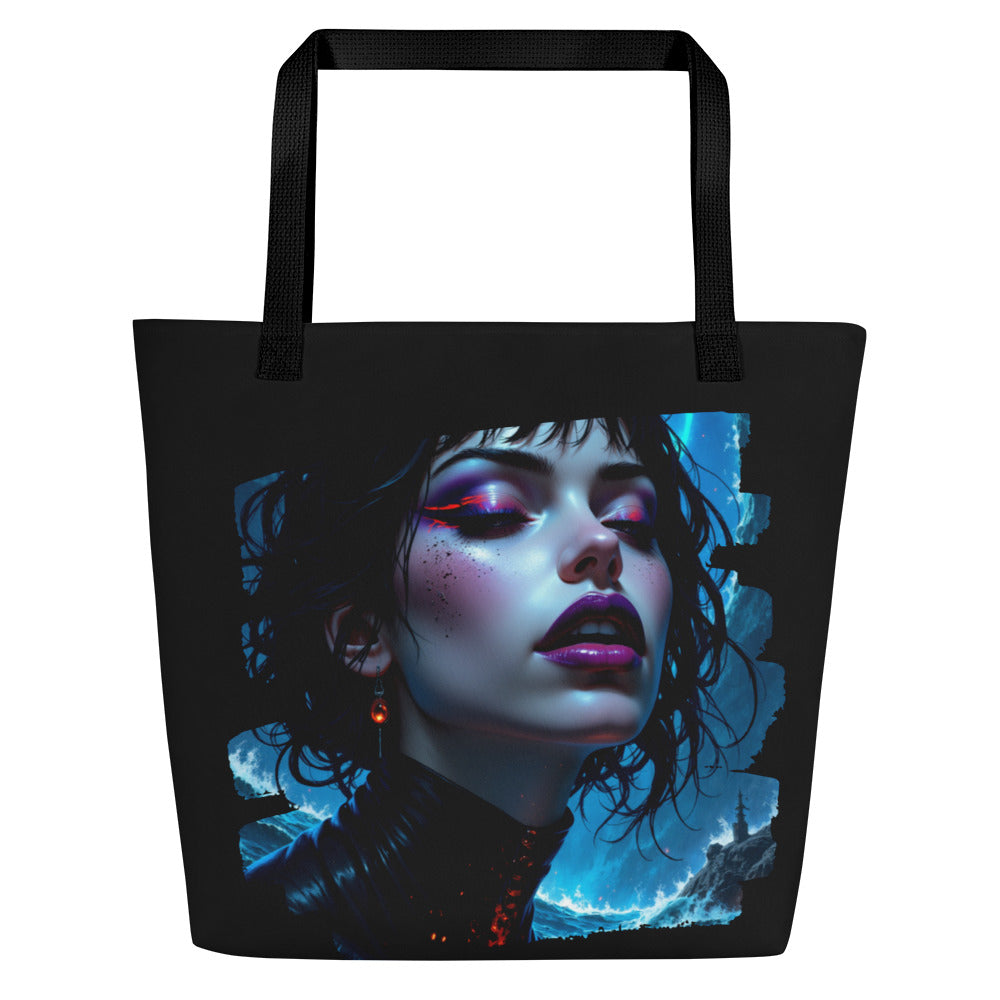 Apparelhue Art all-over print large tote bag with vibrant abstract design.