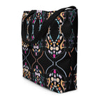 All-over-print tote bag with long shoulder straps side angle