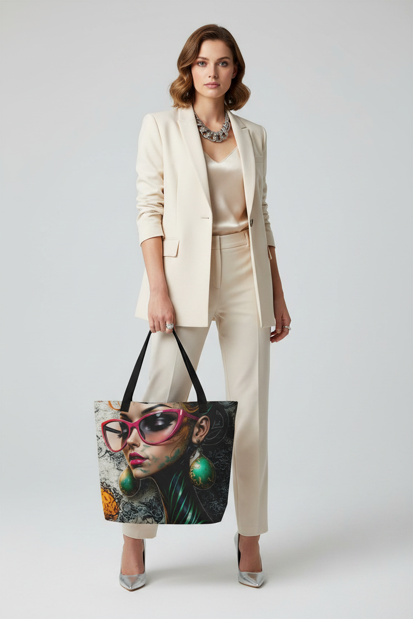 Street Art Portrait Tote Bag