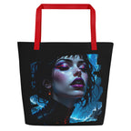 Gift-ready artistic tote bag folded neatly to show the full-surface print.