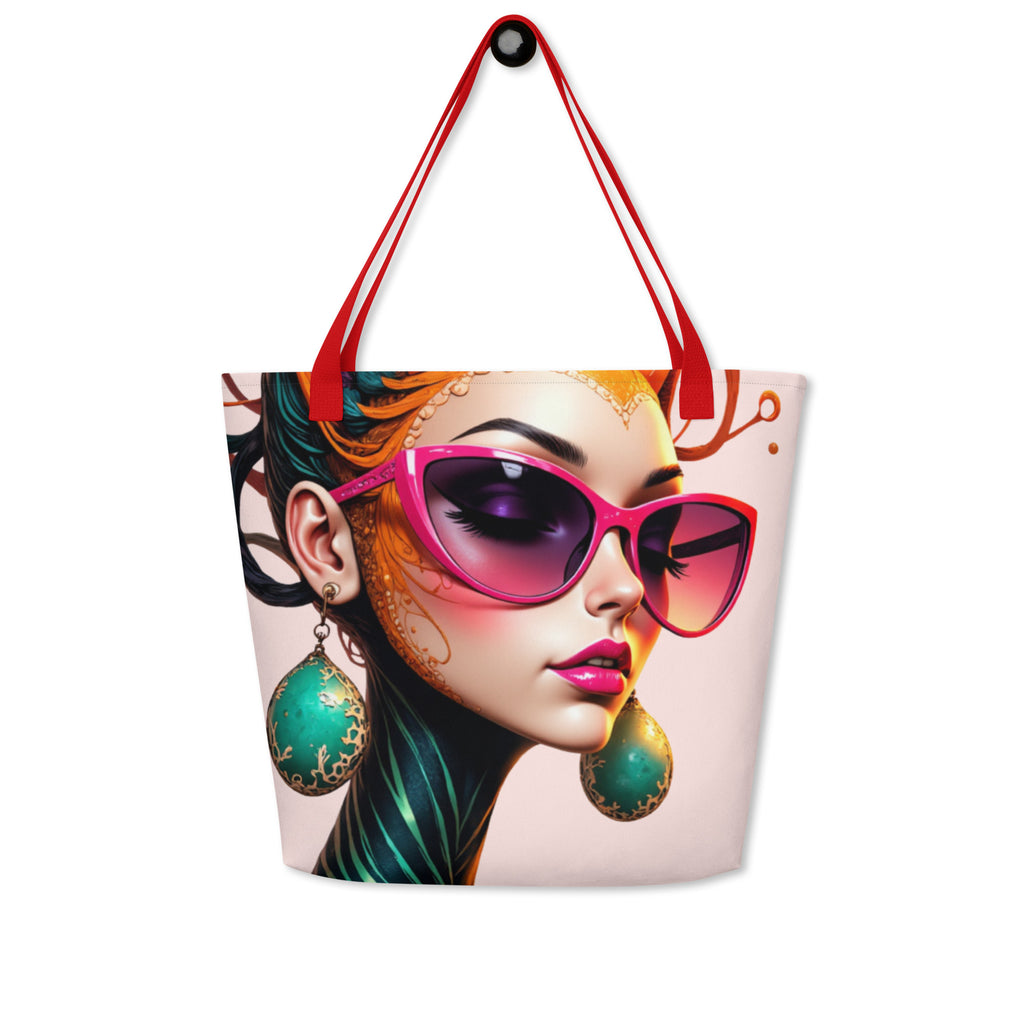 Creative art print reusable tote bag.
Stylish canvas artsy handbag detail