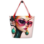 Creative art print reusable tote bag.
Stylish canvas artsy handbag detail