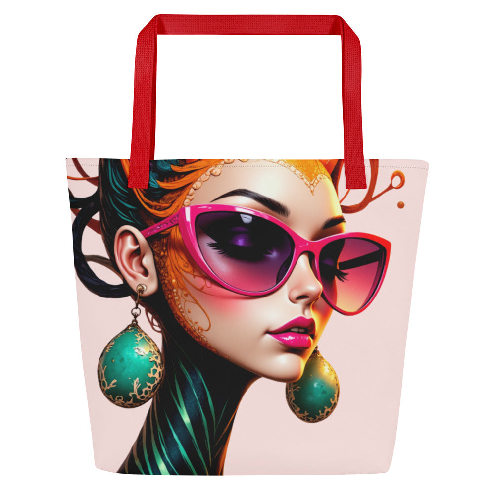 Durable artsy canvas bag. Minimal outfit styled with artsy tote. Everyday artistic tote bag