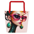 Durable artsy canvas bag. Minimal outfit styled with artsy tote. Everyday artistic tote bag