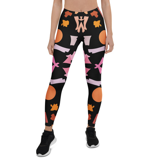 Front view of ApexFit women's high-waist performance leggings in black on white background.
