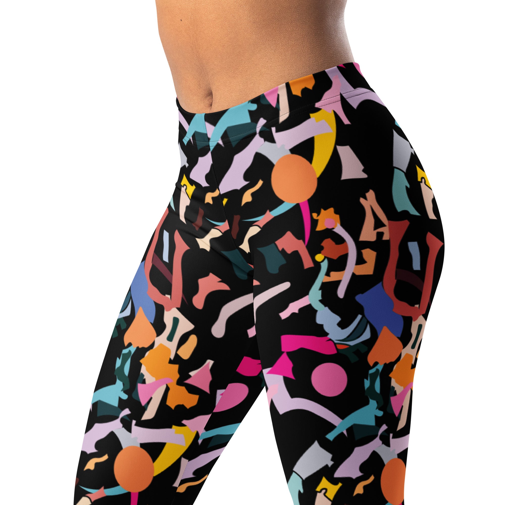 Rainbow abstract printed yoga leggings bold athletic pants for women