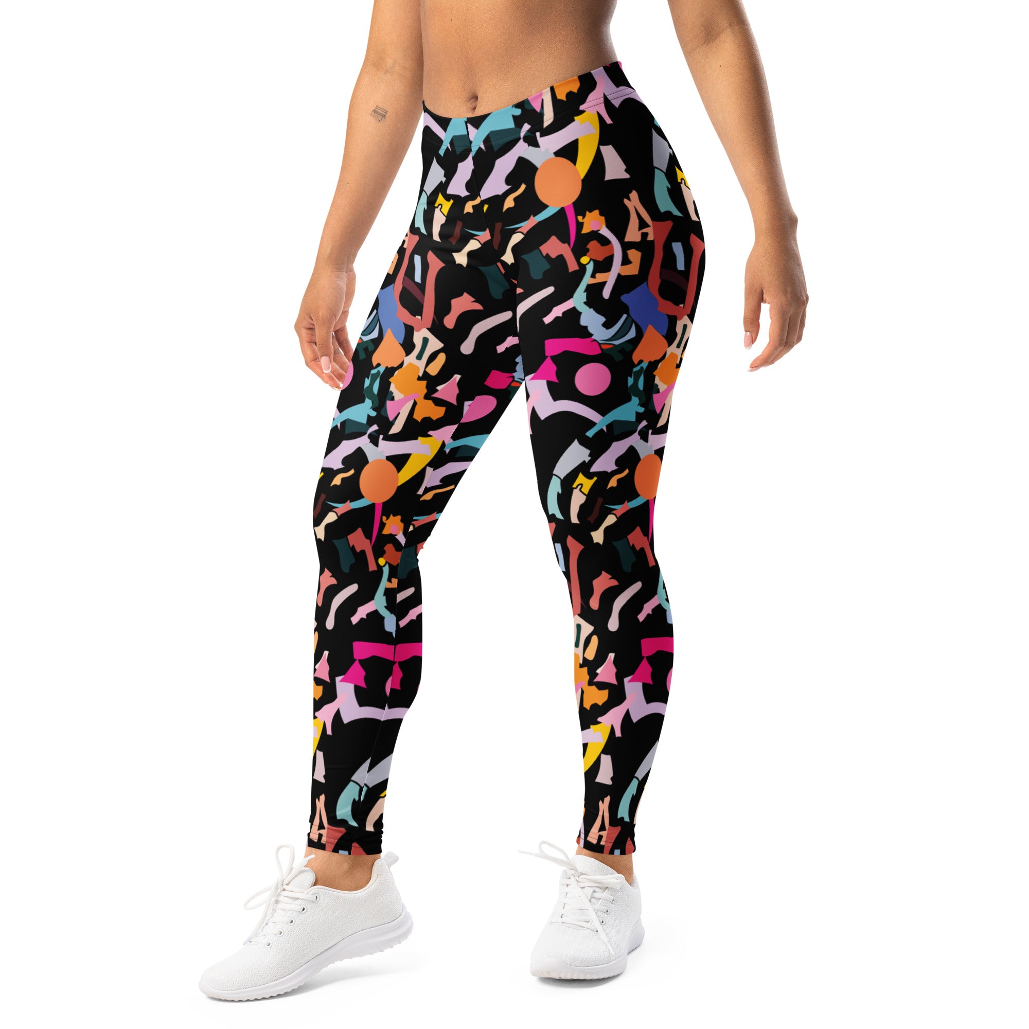 Colourful mandala printed yoga leggings vibrant festival style activewear 