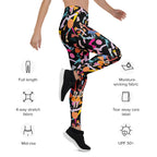 Tropical print colorful yoga leggings moisture wicking for hot yoga