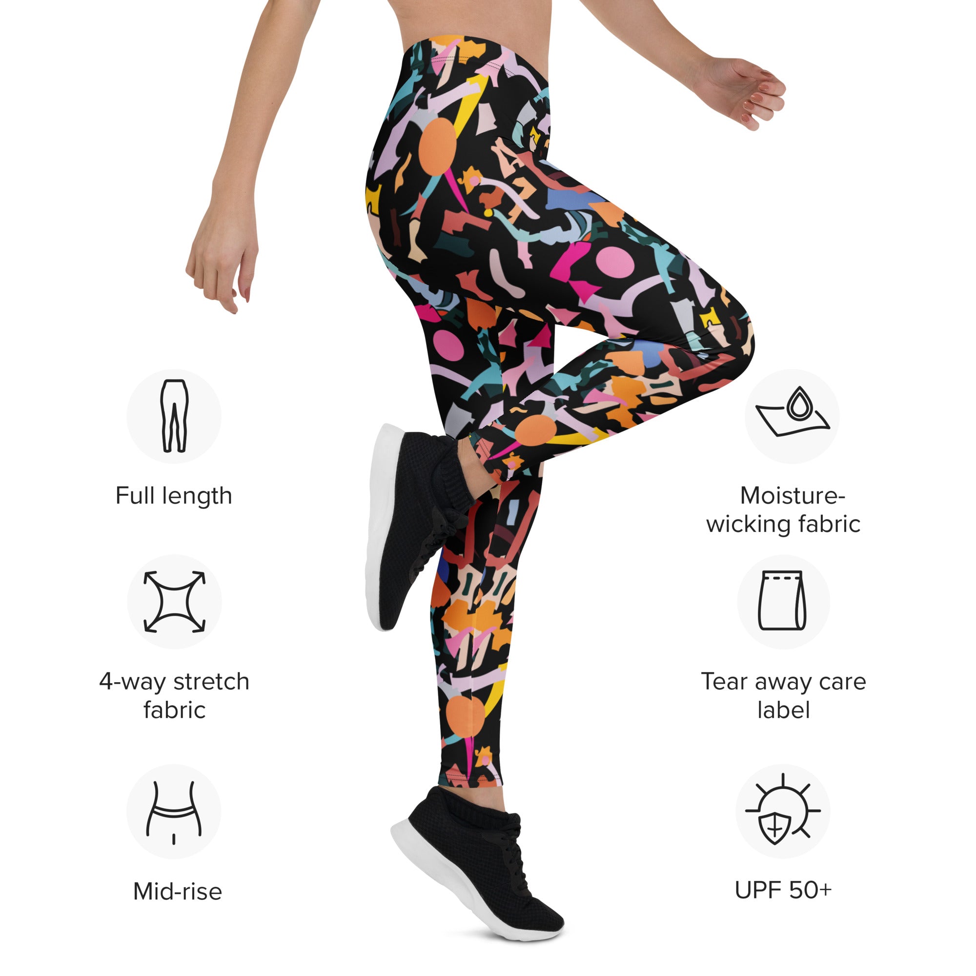 Tropical print colorful yoga leggings moisture wicking for hot yoga