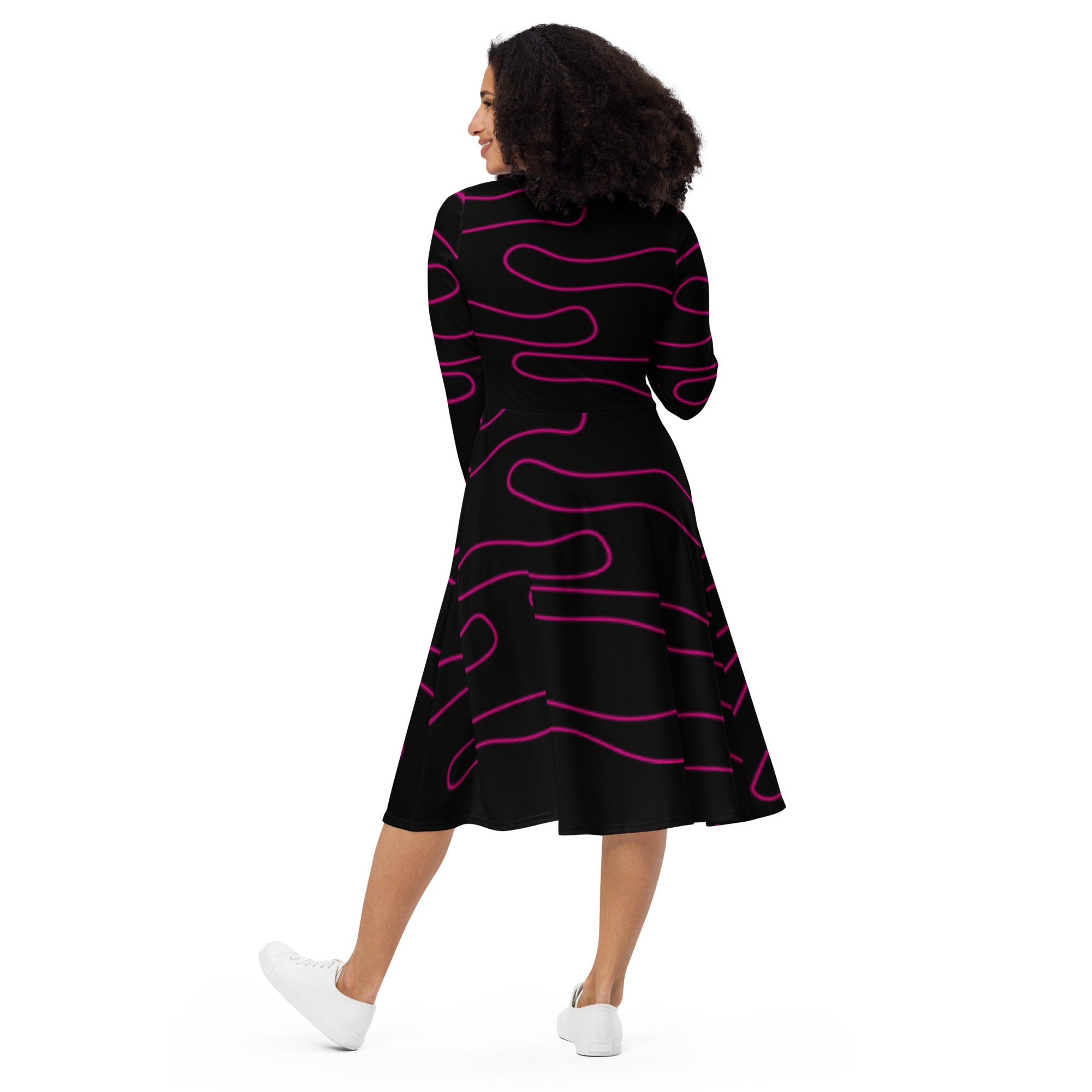 Full-length view of the Art Midi dress  flattering A-line silhouette.