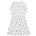 White dress with floral pattern on a white background
