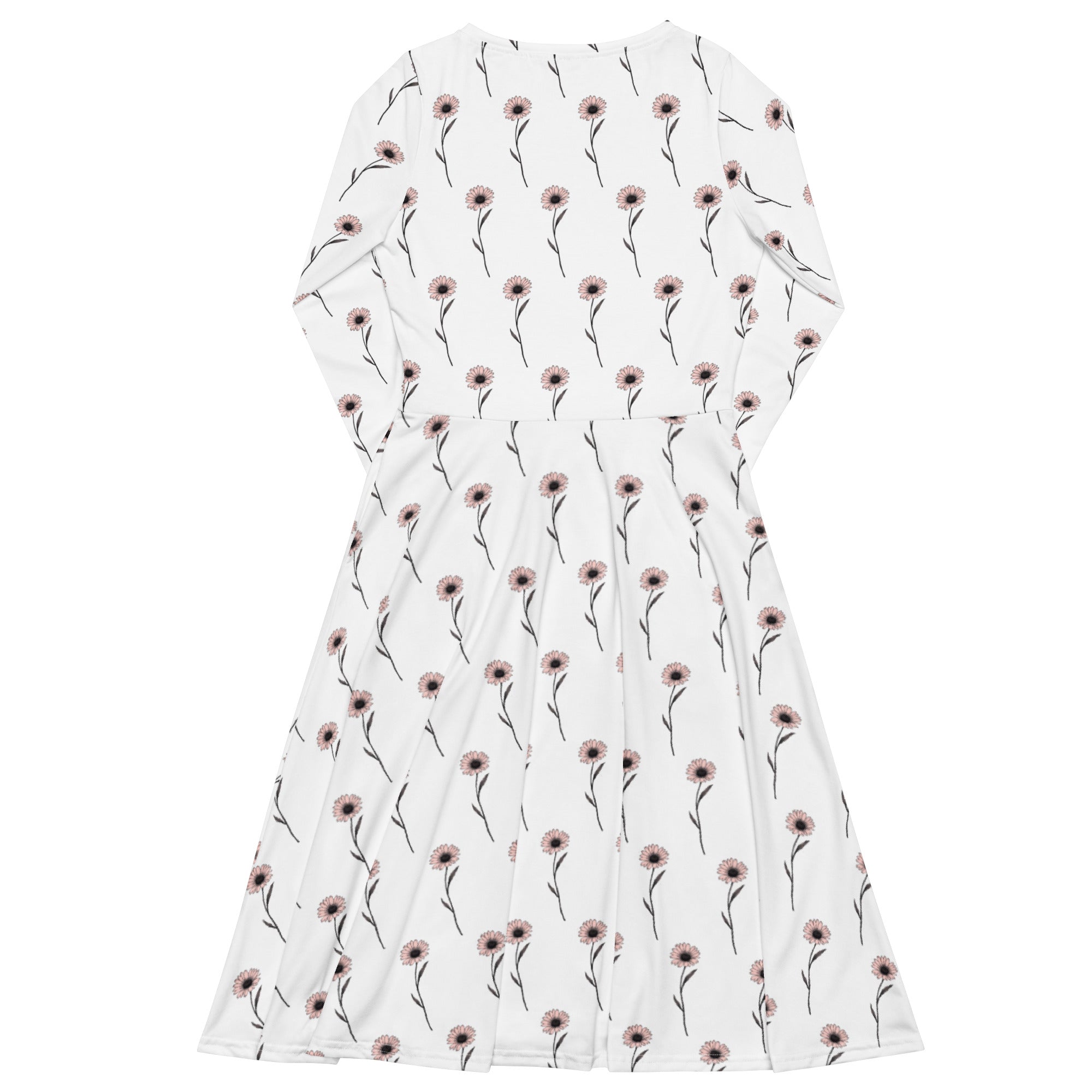 White dress with floral pattern on a white background