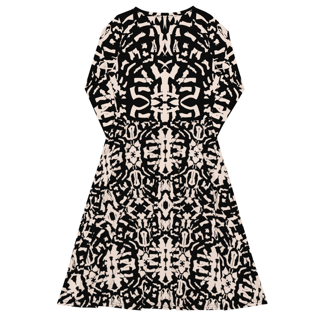 fashionable geometric midi dress outfit