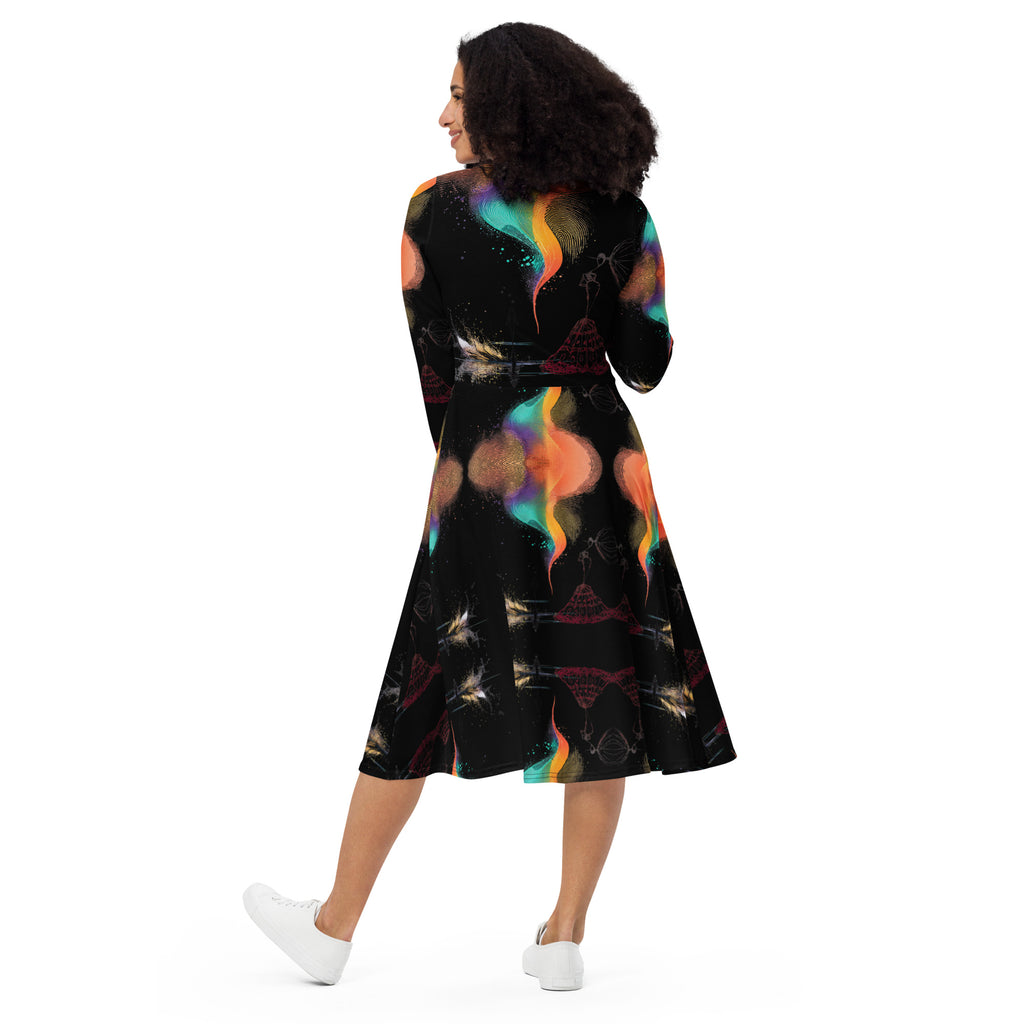 Product mockupstatement midi dress creative fashion design full body shot
