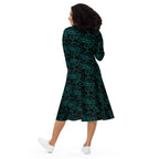 elegant midi dress artistic pattern full body view