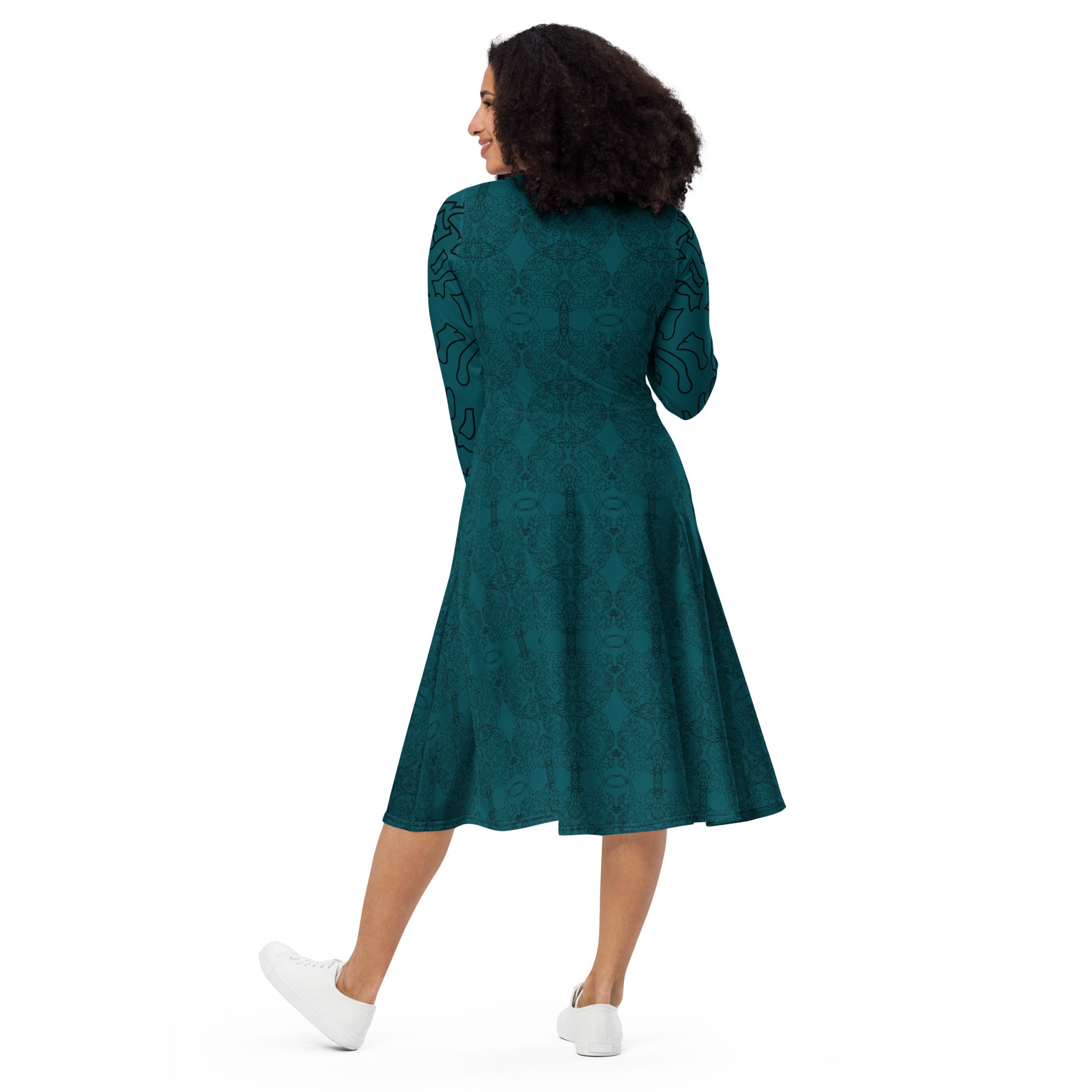 Exclusive Apparelhue designer midi dress in elegant teal