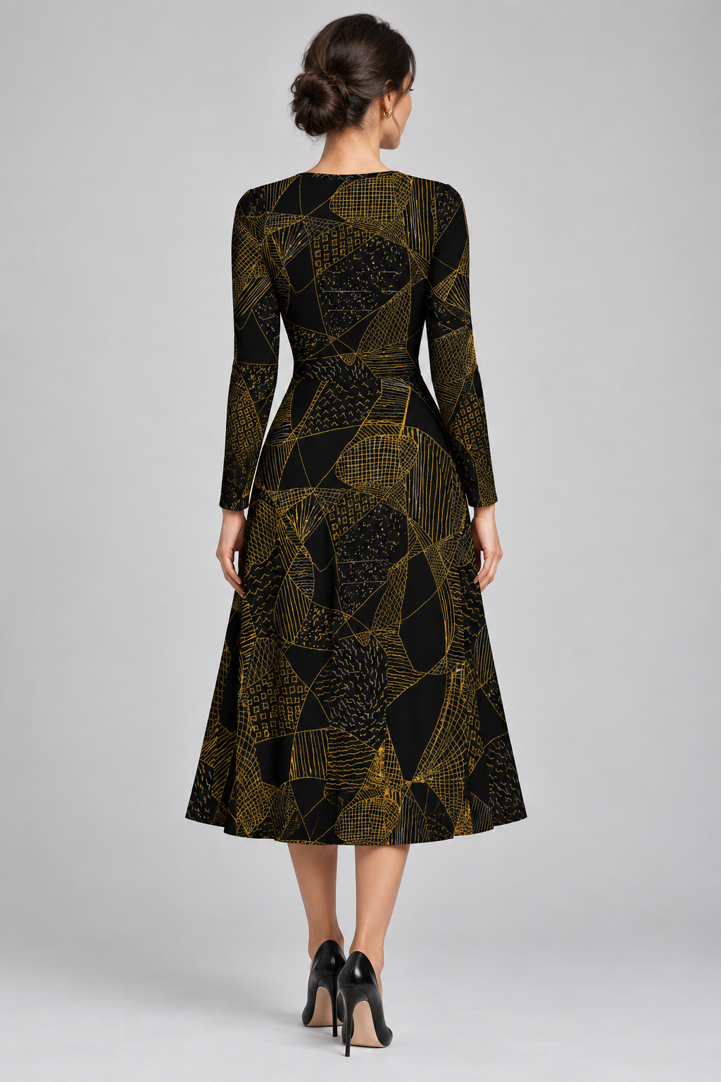 Original Hand-Drawn Art Midi Dress