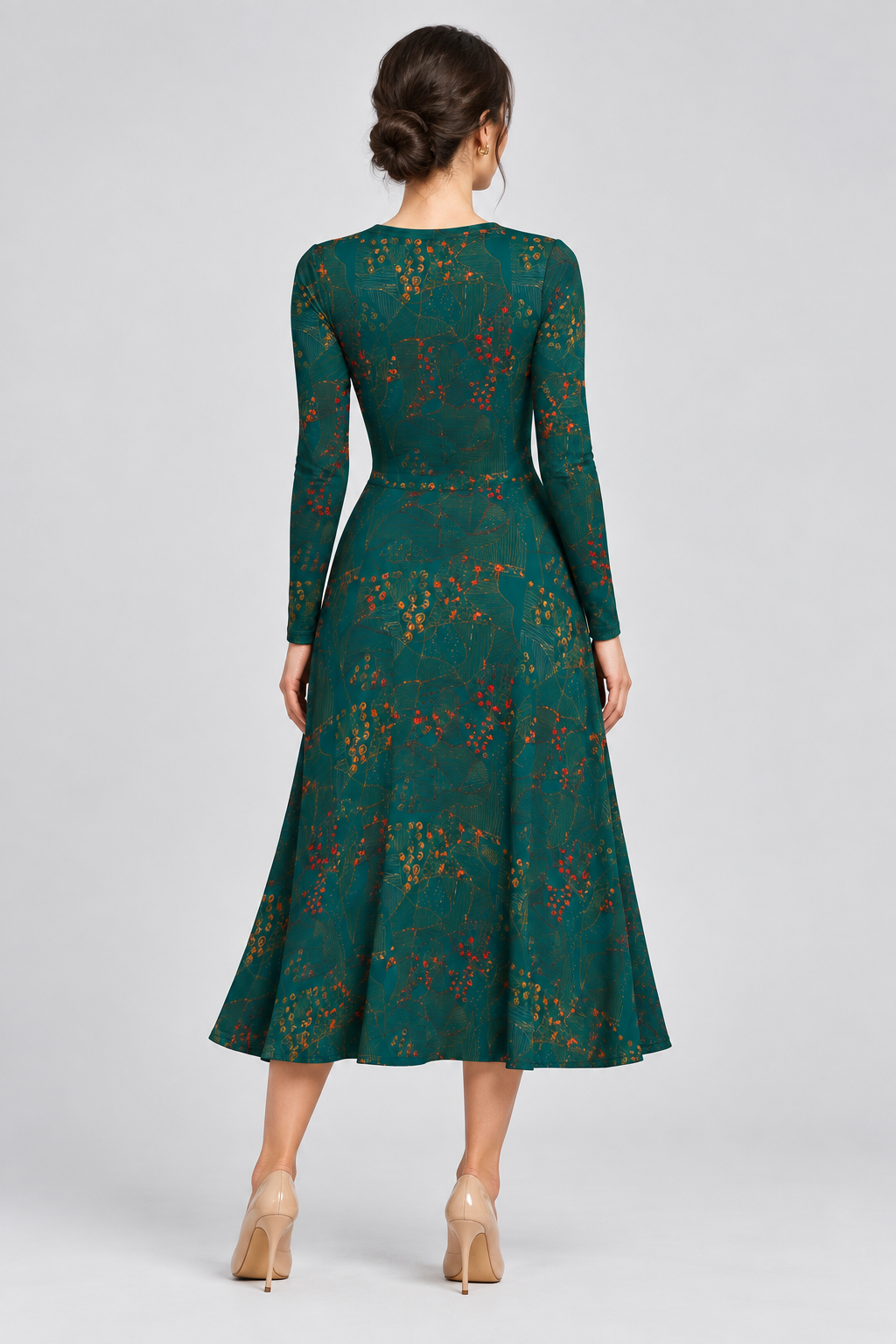 Artistic teal green midi dress designed by Apparelhue