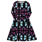 Geometric Print Dress Evening All Over Print Midi Black Dress Long Sleeve Fall Midi Dress