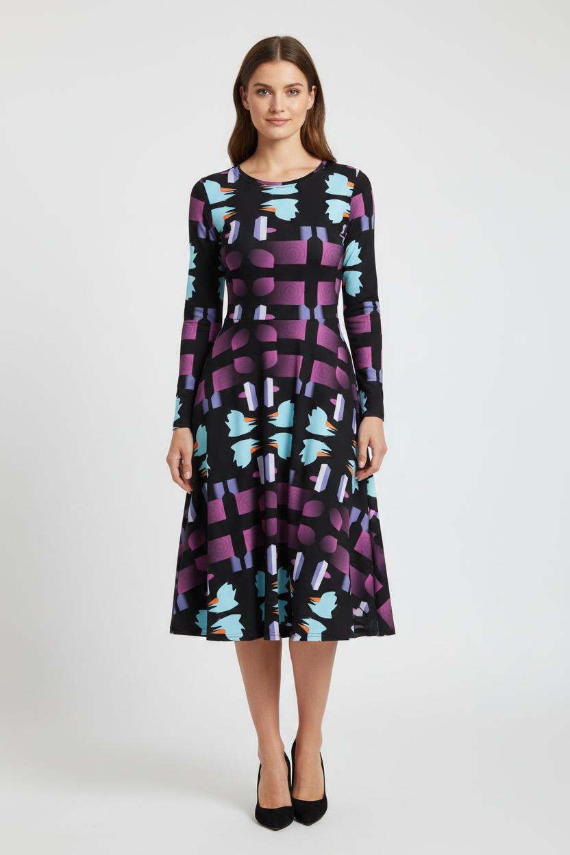 Best seller trendy pattern midi dress