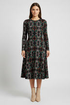 Artsy Long Sleeve Printed Midi Dress