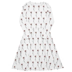 White dress with floral pattern on a white background
