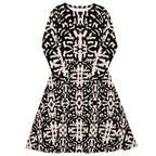 elegant abstract midi dress outfit