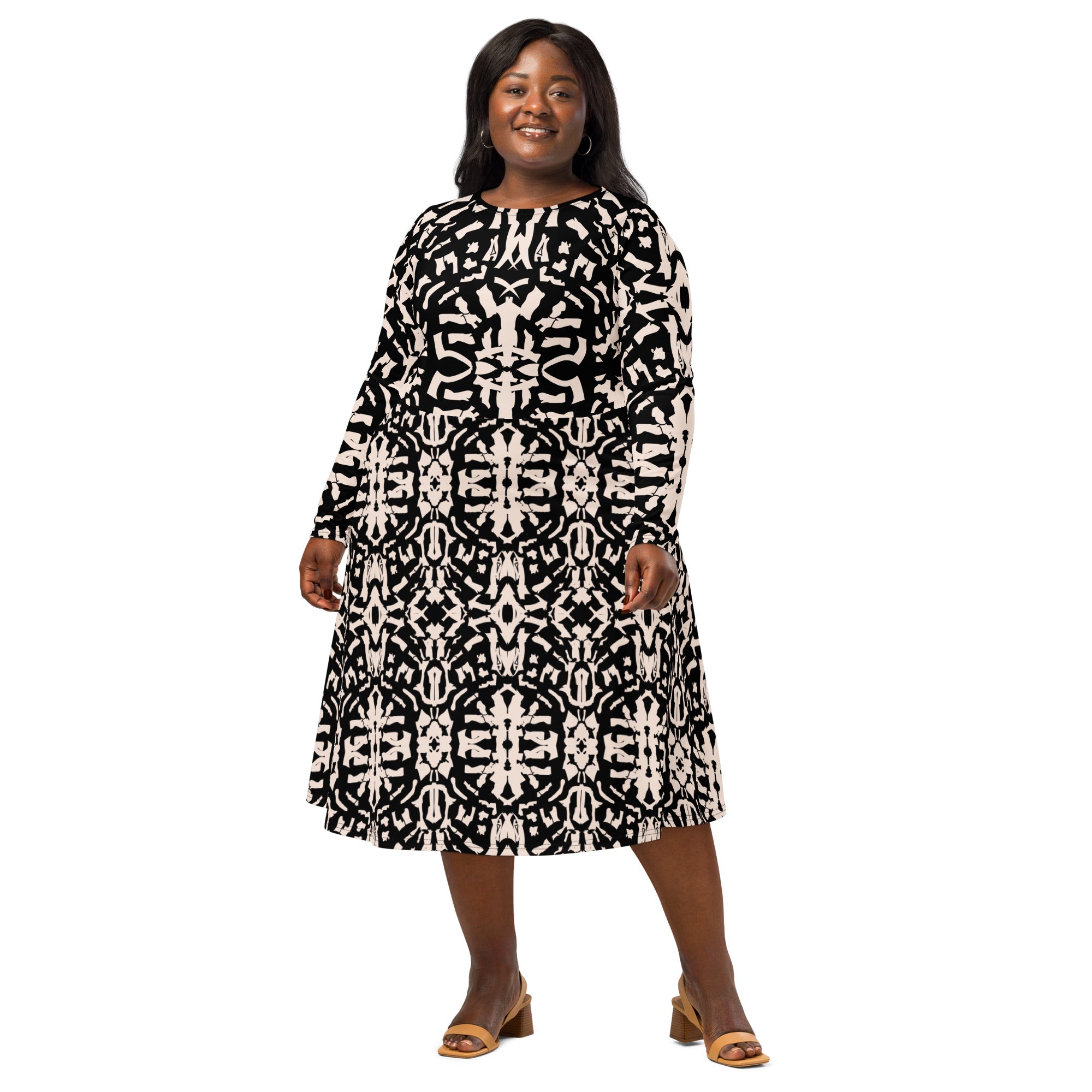 premium all over print dress side angle