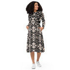 abstract pattern midi dress full length