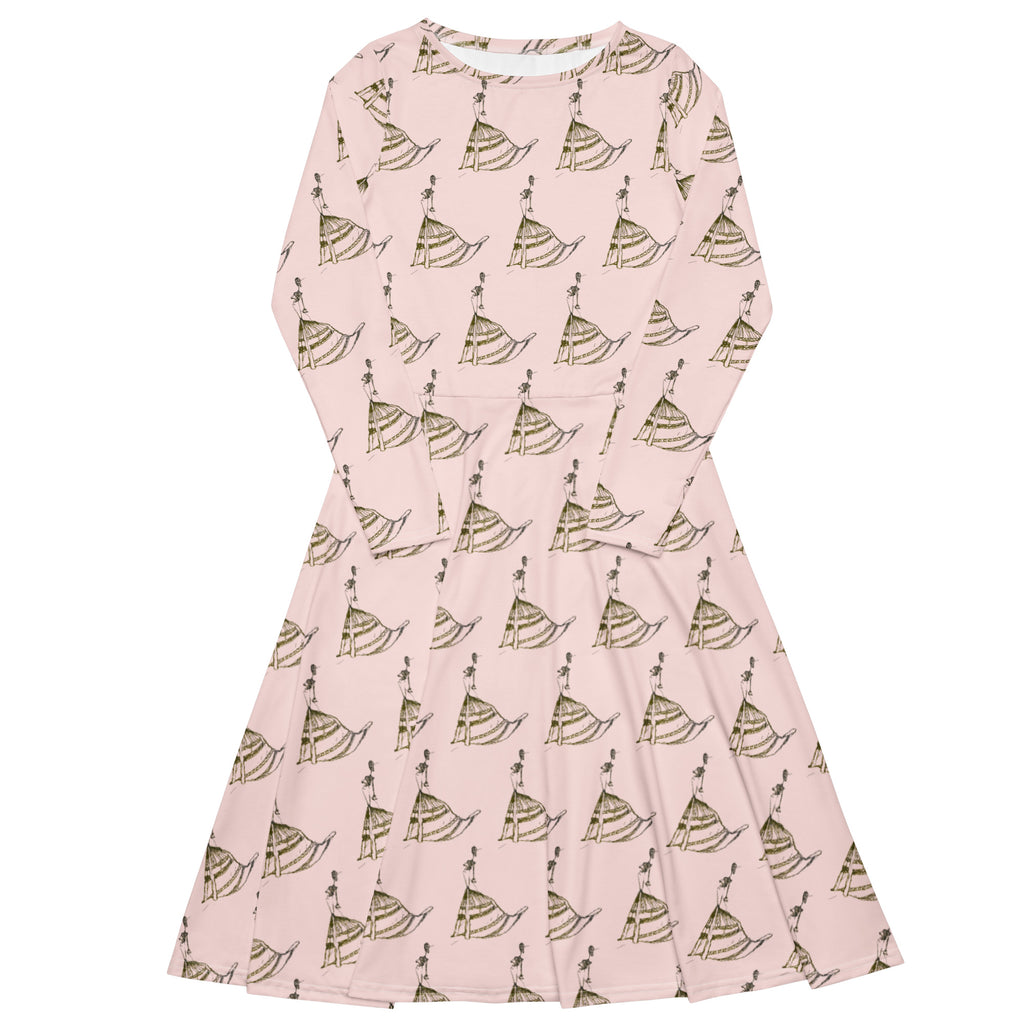 creative print midi dress full body