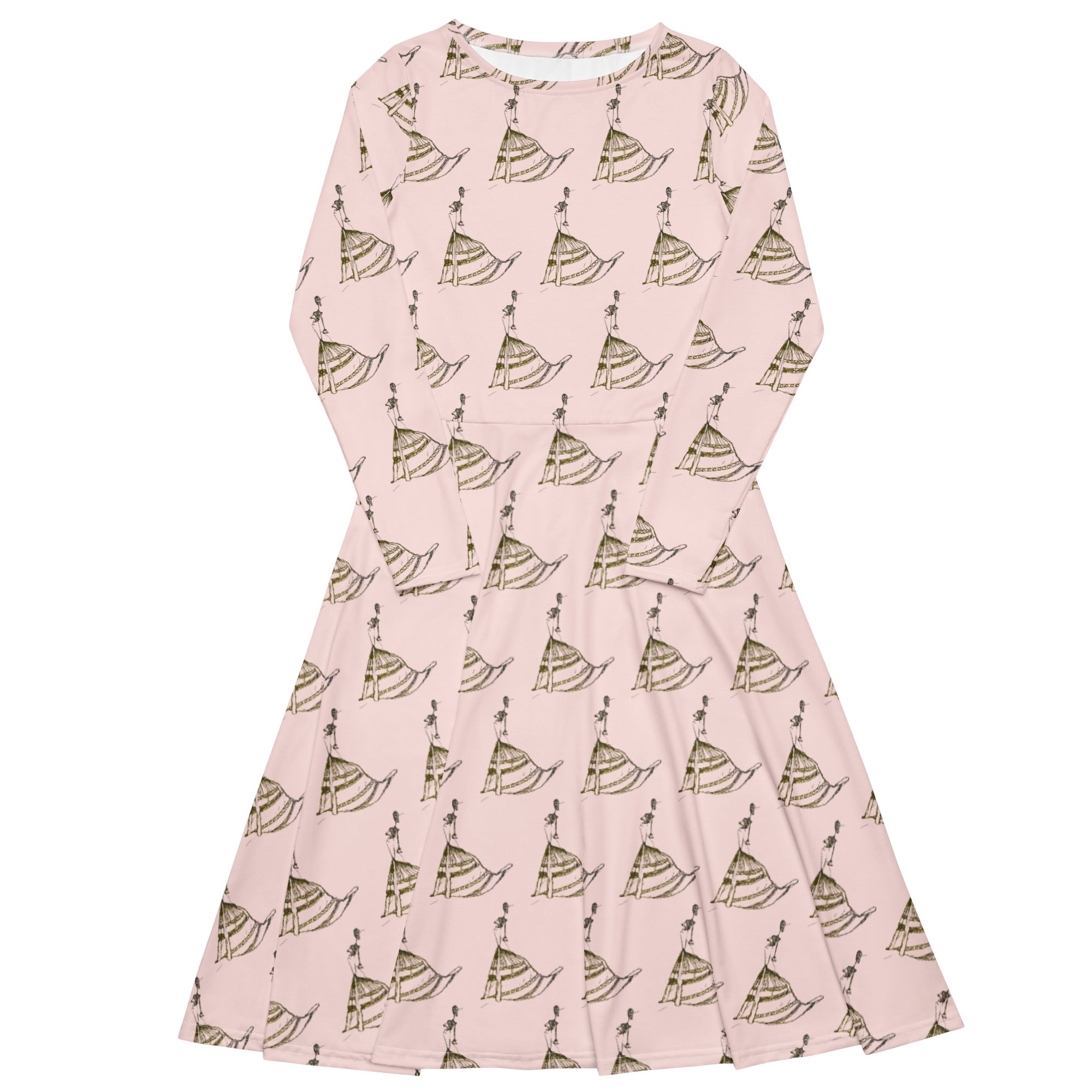creative print midi dress full body