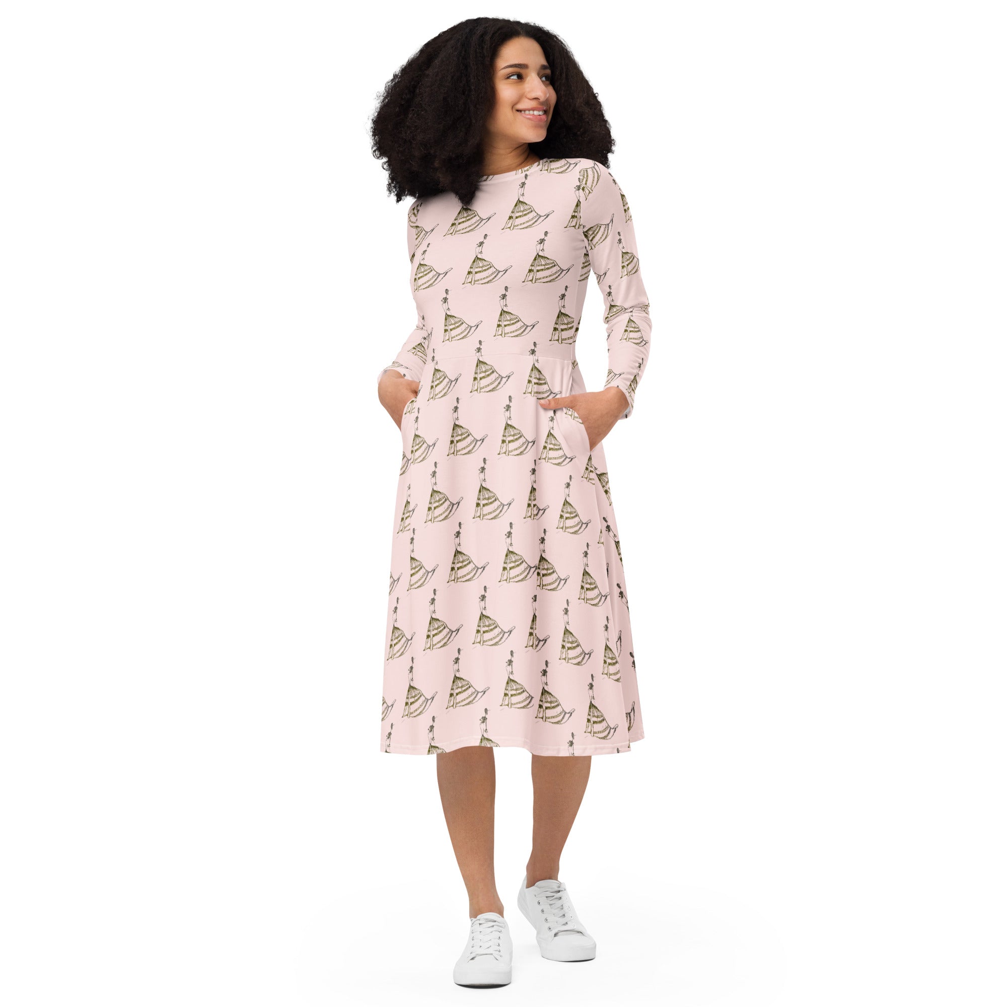artistic midi dress flowing movement