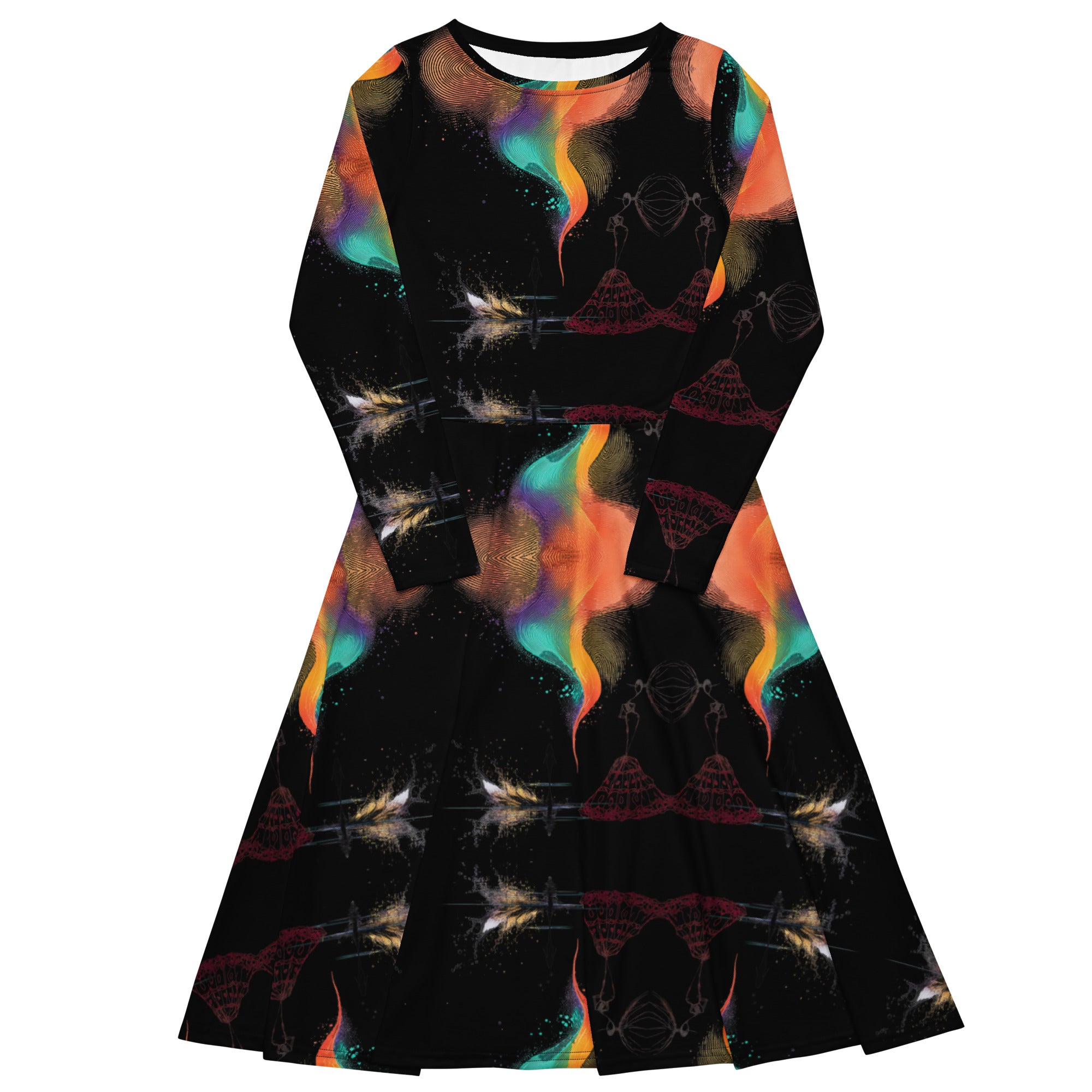 wearable art abstract dress side view movement and flow