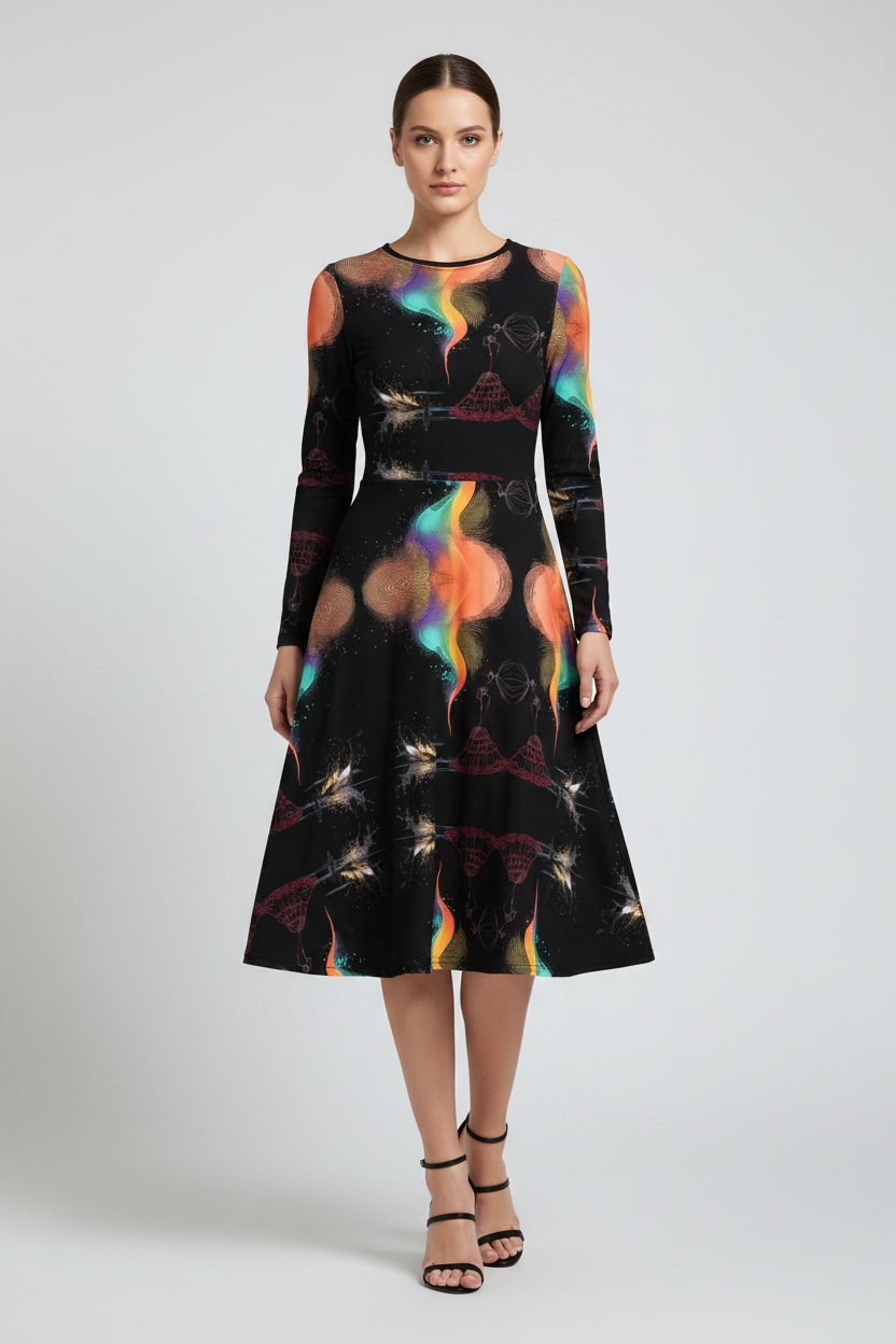 Bold Abstract Art All-Over Print Dress
